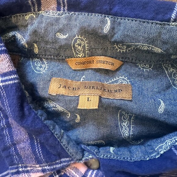 Jachs Girlfriend Casual Button Down Womens Large Purple Pink Plaid Flannel Shirt - Picture 2 of 6